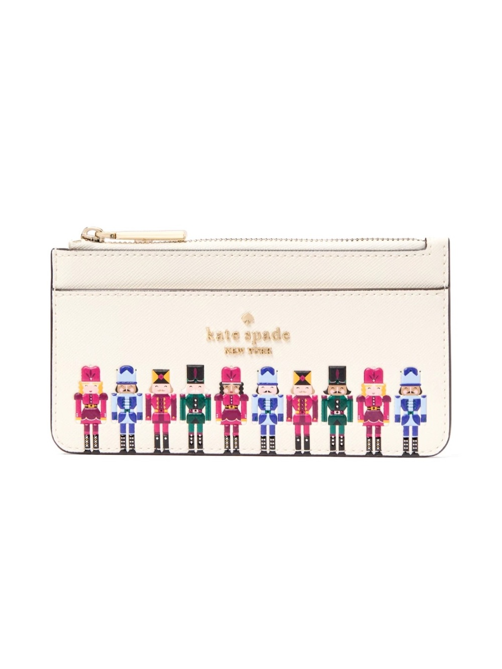 New Kate Spade Oh What Fun Nutcracker Large Slim Cardholder Meringue Multi
